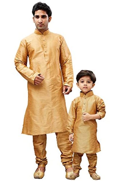 Father- Son Duo Cotton Silk Kurta Pyjama Set - Image 2