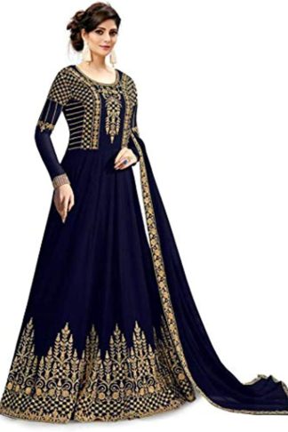 Women's Malabary Silk Heavy Embroidered Semi-Stitched Anarkali Gown