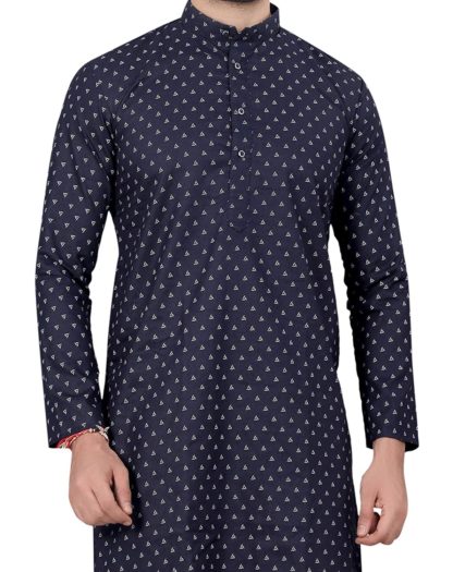 Ethenic Denim Kurta-Pyjama Set For Men - Image 5