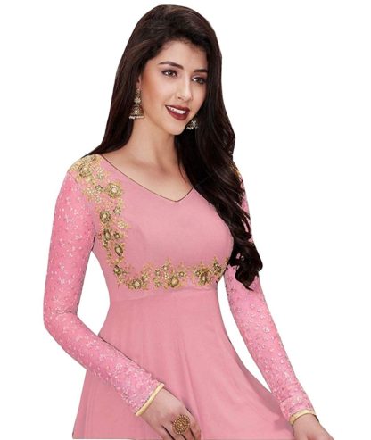 Women's Embroidered Anarkali Semi Stitched Gown - Image 3