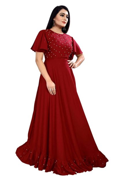 Women indo-western long rayon gown - Image 3