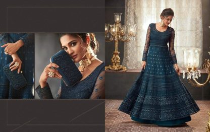 Fancy Lifestyle Net With Soft Silk Inner Semi-Stitched Designer Gown Material for women (Red) - Image 5