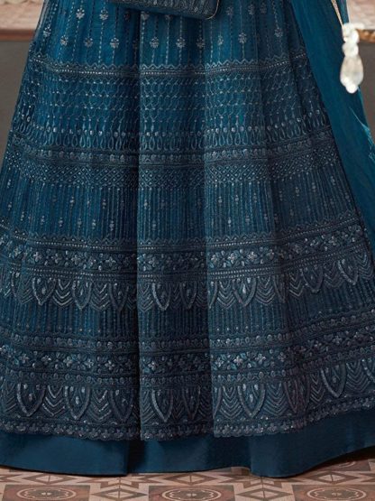 Fancy Lifestyle Net With Soft Silk Inner Semi-Stitched Designer Gown Material for women (Red) - Image 6