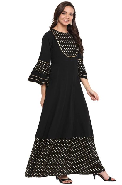 Women's Black Poly Crepe Anarkali Kurta - Image 8