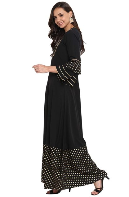 Women's Black Poly Crepe Anarkali Kurta - Image 3