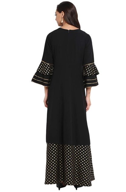 Women's Black Poly Crepe Anarkali Kurta - Image 4