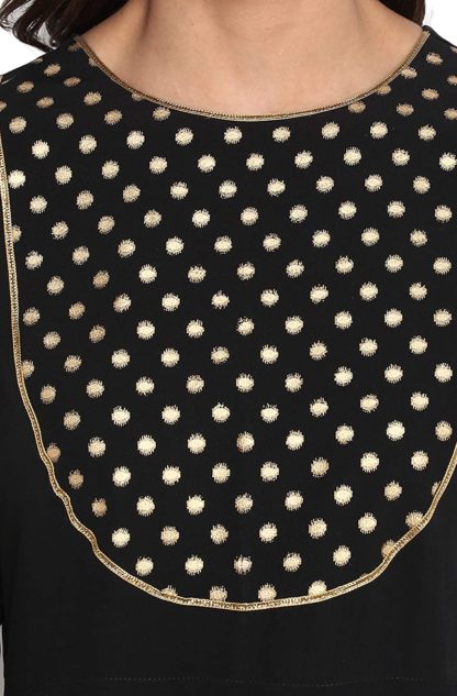 Women's Black Poly Crepe Anarkali Kurta - Image 5