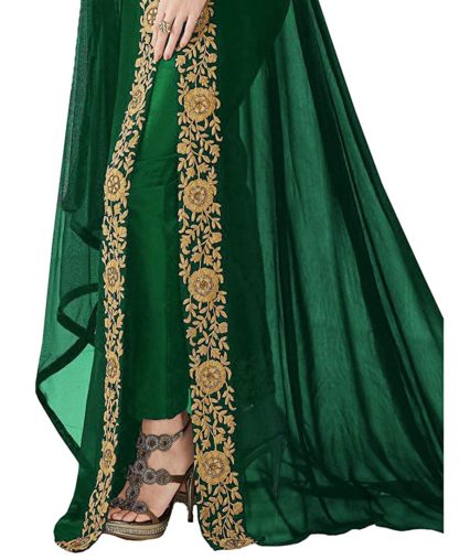 Women's Semi-Stiched Georgette Codding Embroidery Long Anarkali Gown With Dupatta(FreeSize) - Image 3