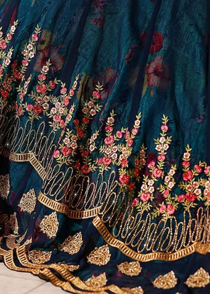 Women's Semi-Stitched Georgette Long Anarkali Blue Gown - Image 3