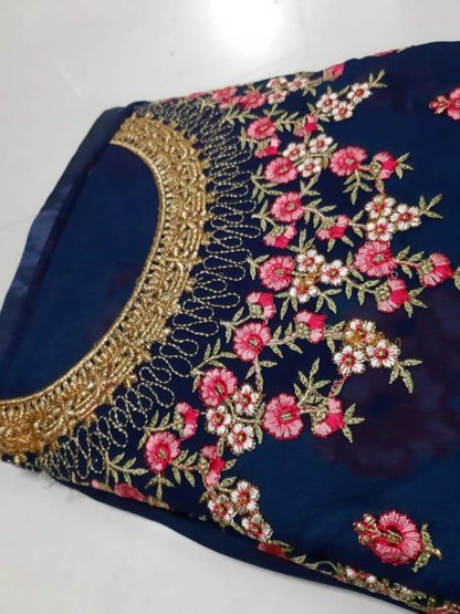 Women's Semi-Stitched Georgette Long Anarkali Blue Gown - Image 4