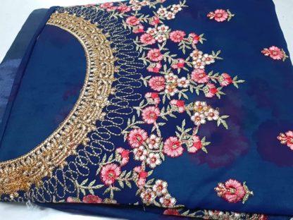 Women's Semi-Stitched Georgette Long Anarkali Blue Gown - Image 6