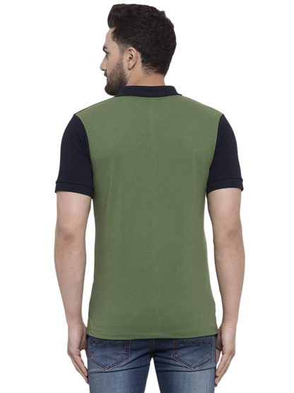Men's Half Sleeves Multicolor Cotton Blend Color Block T-Shirt - Image 3