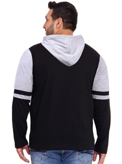 Men's Hooded Neck Dark Blue & White Full Sleeve T-Shirt - Image 4
