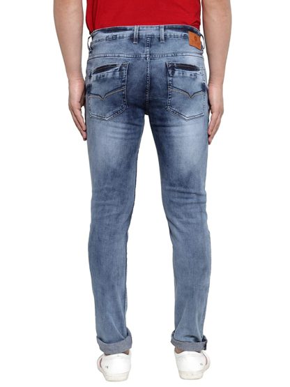 Cantabil Men's Mercerised Blue Narrow Fit Jeans - Image 3