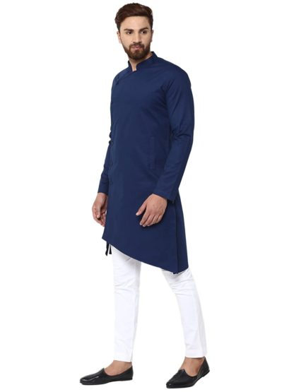 Men's Cotton Blue Trendy Kurta Pyjama - Image 5