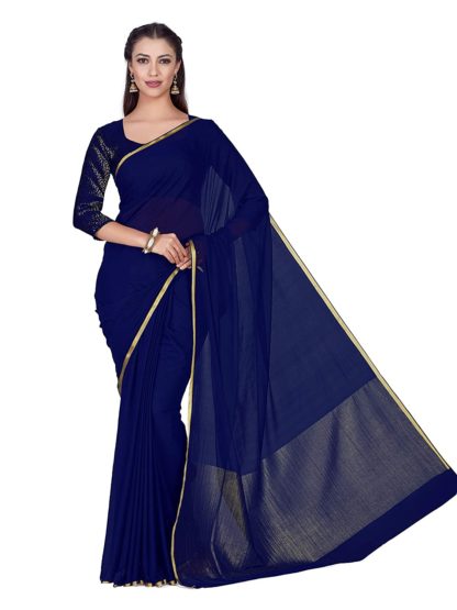 Women's Kanchipuram Chiffon Saree With Unstitched Blouse Piece - Image 9