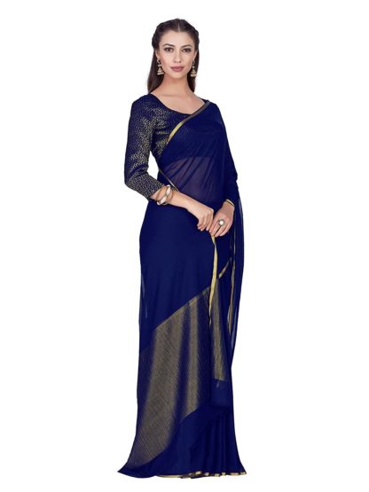 Women’s Kanchipuram Chiffon Saree With Unstitched Blouse Piece