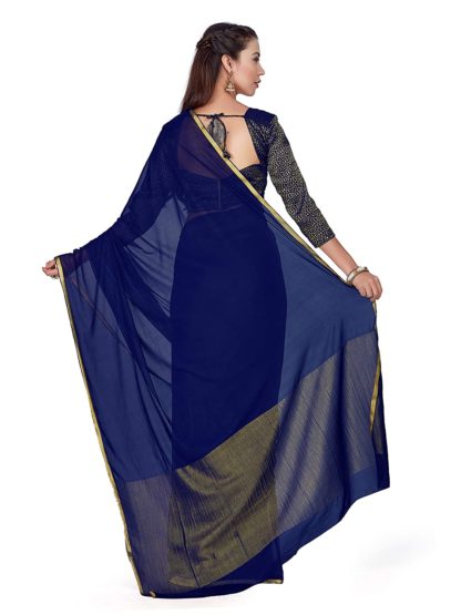 Women's Kanchipuram Chiffon Saree With Unstitched Blouse Piece - Image 4