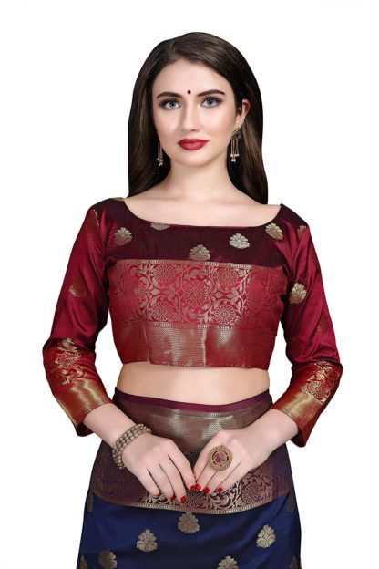 Women's Banarasi Cotton Silk Saree With Un-stitched Blouse - Image 5