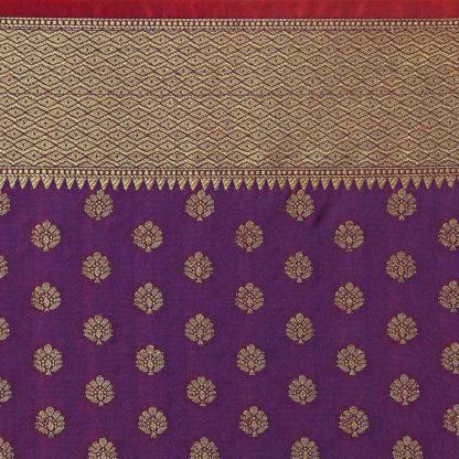 Women's Maroon Banarasi Silk Saree With Blouse Piece - Image 5