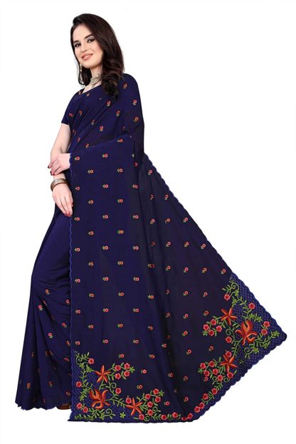 Women's Silk Blend Saree With Blouse - Image 3
