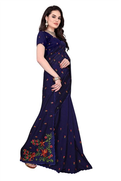 Women's Silk Blend Saree With Blouse - Image 4
