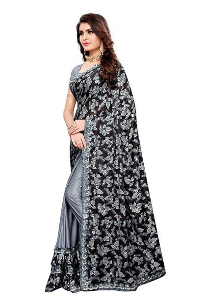 Women's Lycra Saree With Unstitched Blouse Piece - Image 7