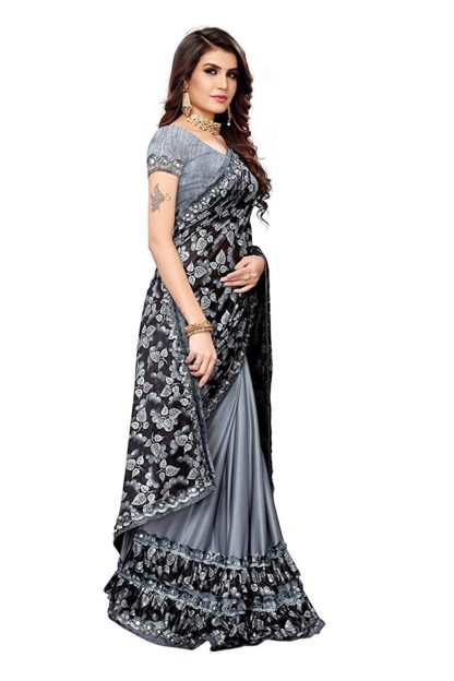 Women's Lycra Saree With Unstitched Blouse Piece - Image 3