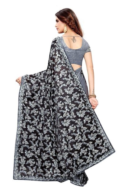 Women's Lycra Saree With Unstitched Blouse Piece - Image 4