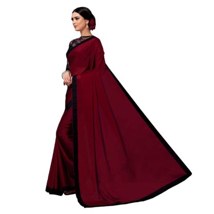 Women's Plain Weave Chiffon Saree With Unstitched Blouse Piece - Image 6