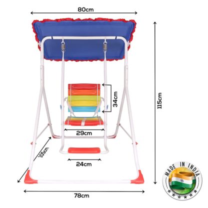 Kids Swing with Canopy Roof for Children Babies Indoor Outdoor 78x105x115cm (Multicolour) - Image 3