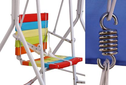 Kids Swing with Canopy Roof for Children Babies Indoor Outdoor 78x105x115cm (Multicolour) - Image 5