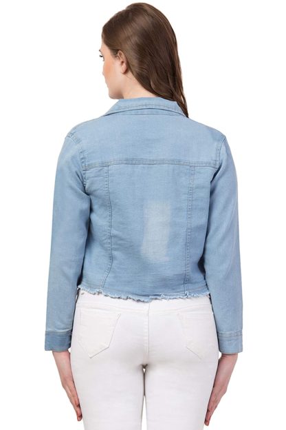Full Sleeve Blue Solid Women's Denim Jacket… - Image 2