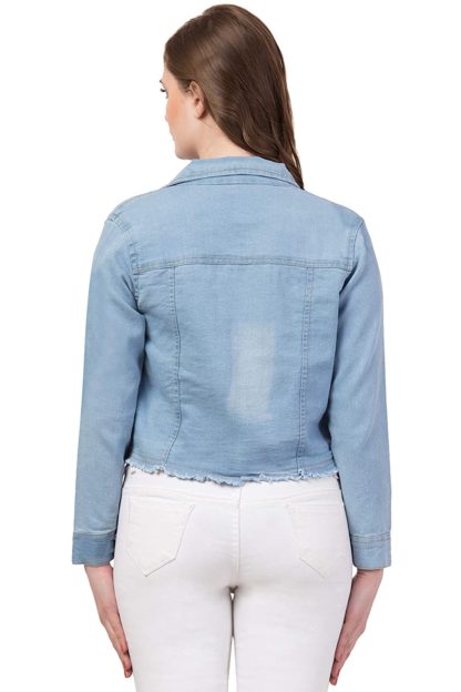 Full Sleeve Blue Solid Women’s Denim Jacket…