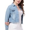 Full Sleeve Blue Solid Women's Denim Jacket… - Image 3